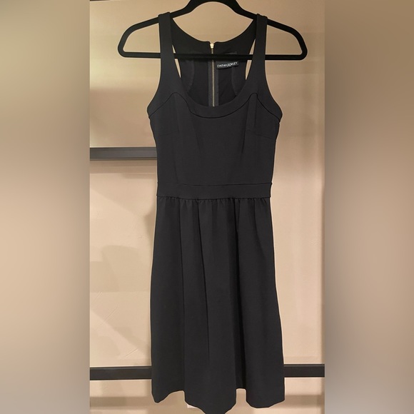 Cynthia Rowley LBD | Tank Top Fit & Flare | Exposed Gold Zipper | Pockets - Picture 9 of 11